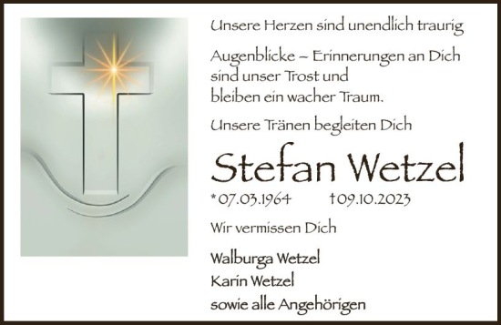 Traueranzeige von Stefan Wetzel von Starkenburger Echo