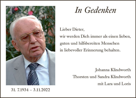 Traueranzeige von Dieter  von Wiesbadener Kurier