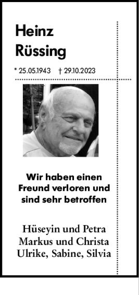 Traueranzeige von Heinz Rüssing von Wiesbadener Kurier