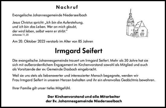 Traueranzeige von Irmgard Seifert von Idsteiner Land/Untertaunus