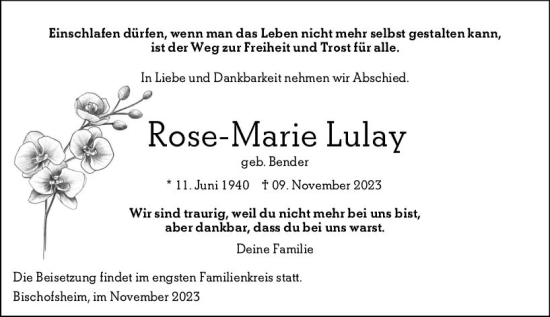 Traueranzeige von Rose-Marie Lulay von Rüsselsheimer Echo