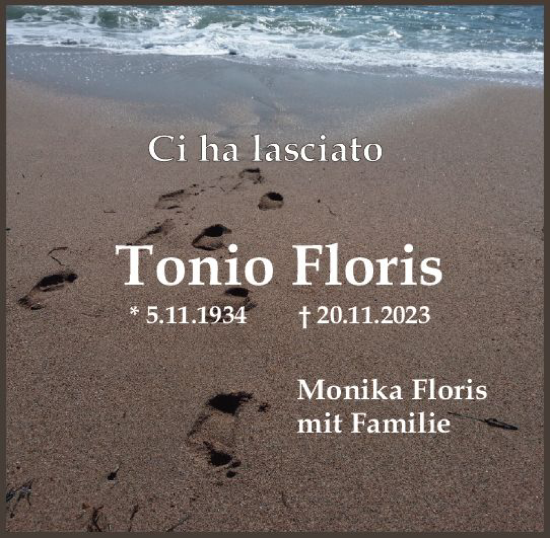 Traueranzeige von Toni Floris von Allgemeine Zeitung Mainz