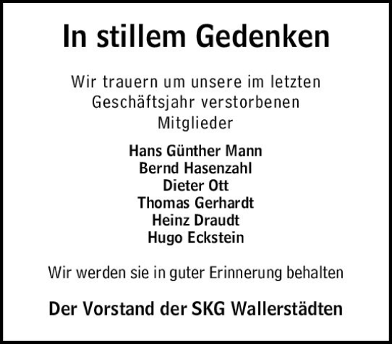 Traueranzeige von Totentafel vom 25.11.2023 von Groß-Gerauer Echo