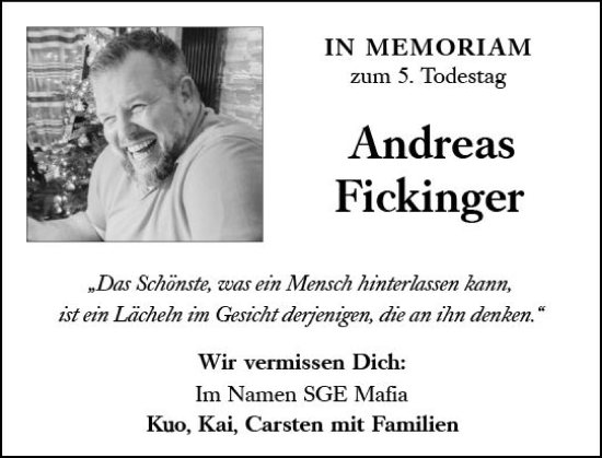 Traueranzeige von Andreas Fickinger von Groß-Gerauer Echo
