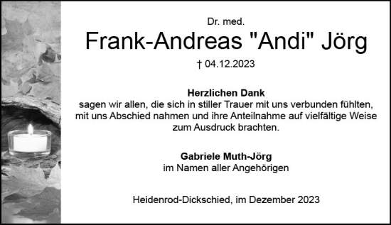 Traueranzeige von Frank-Andreas Jörg von Wiesbadener Kurier