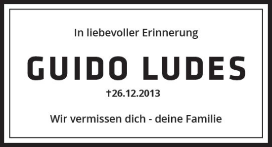 Traueranzeige von Guido Ludes von Allgemeine Zeitung Mainz