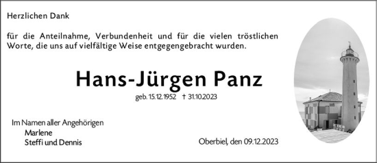 Traueranzeige von Hans-Jürgen Panz von Wetzlarer Neue Zeitung