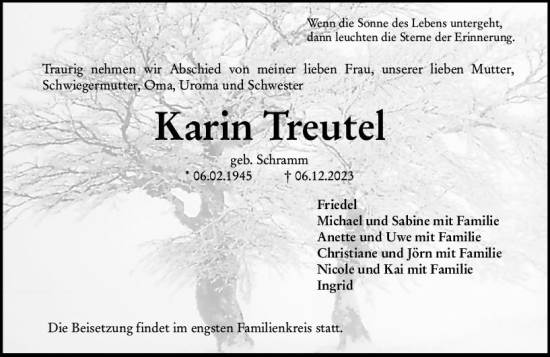 Traueranzeige von Karin Treutel von Groß-Gerauer Echo