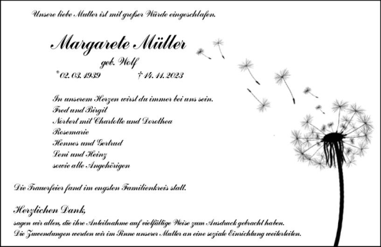 Traueranzeige von Margarete Müller von Groß-Gerauer Echo