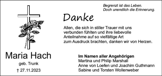 Traueranzeige von Maria Hach von Starkenburger Echo