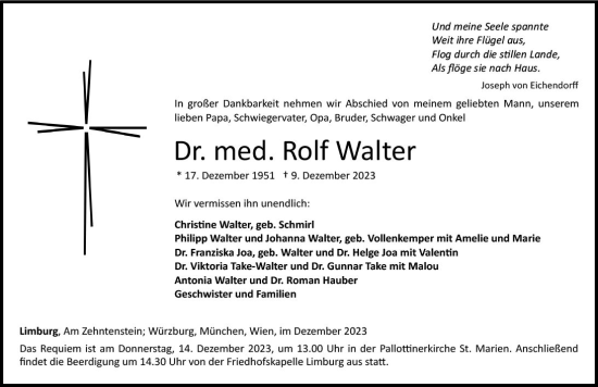 Traueranzeige von Rolf Walter von Nassauische Neue Presse