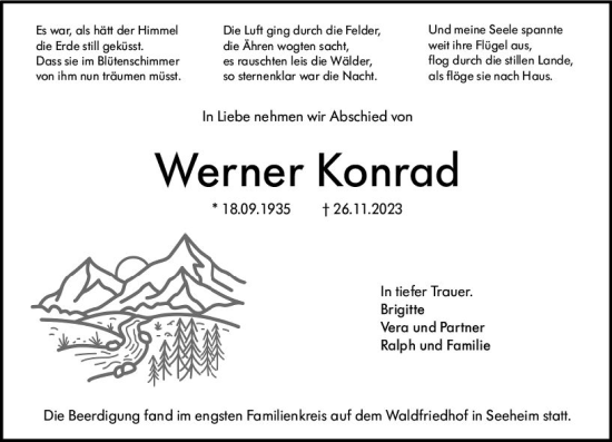 Traueranzeige von Werner Konrad von Darmstädter Echo