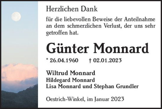 Traueranzeige von Günter Monnard von Wiesbadener Kurier gesamt