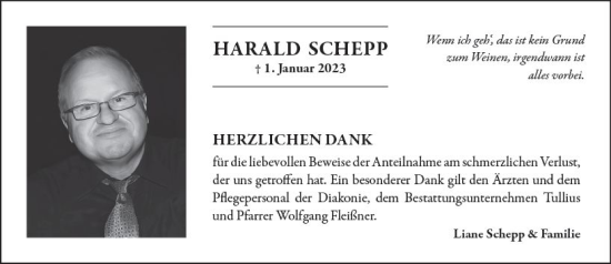 Traueranzeige von Harald Schepp von Bingen/Ingelheim WOBL inkl. Neue Binger Ztg.