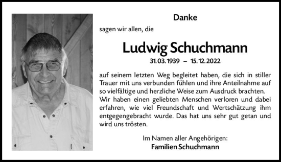 Traueranzeige von Ludwig Schuchmann von Darmstädter Echo