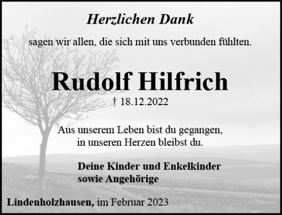 Traueranzeige von Rudolf Hilfrich von Nassauische Neue Presse