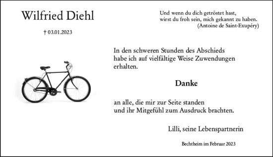 Traueranzeige von Wilfried Diehl von Wormser Zeitung