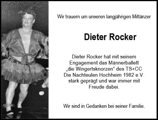 Traueranzeige von Dieter Rocker von Hochheimer Zeitung