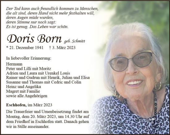 Traueranzeige von Doris Born von Nassauische Neue Presse