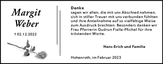 Traueranzeige von Margit Weber von Dill Block