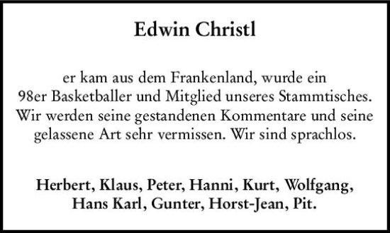 Traueranzeige von Edwin Christl von Darmstädter Echo