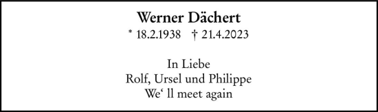 Traueranzeige von Werner Dächert von Darmstädter Echo