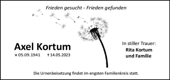 Traueranzeige von Axel Kortum von Allgemeine Zeitung Mainz