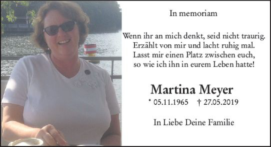 Traueranzeige von Martina Meyer von Wiesbadener Kurier