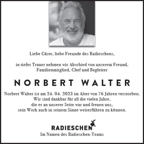 Traueranzeige von Norbert Walter von Darmstädter Echo