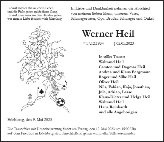 Traueranzeige von Werner Heil von Weilburger Tageblatt
