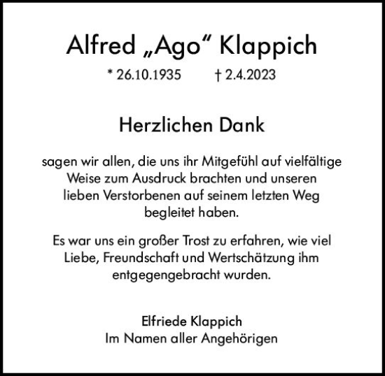 Traueranzeige von Alfred  Klappich von Groß-Gerauer Echo
