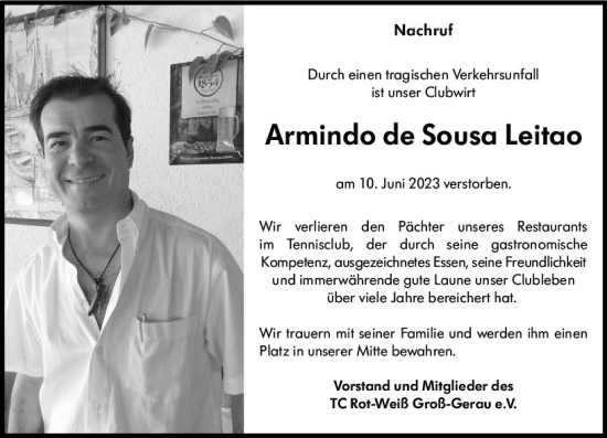 Traueranzeige von Armindo de Sousa Leitao von Groß-Gerauer Echo