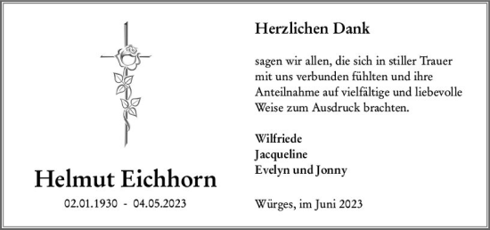 Traueranzeige von Helmut Eichhorn von Camberger Anzeiger