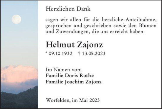 Traueranzeige von Helmut Zajonz von Groß-Gerauer Echo