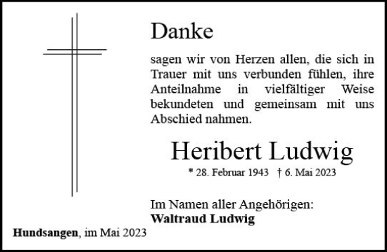 Traueranzeige von Heribert Ludwig von Nassauische Neue Presse