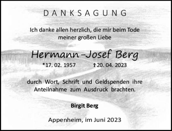 Traueranzeige von Hermann-Josef Berg von Allgemeine Zeitung Mainz