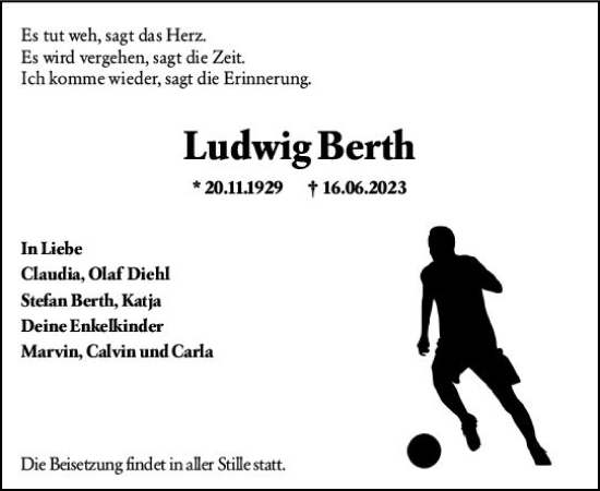 Traueranzeige von Ludwig Berth von Darmstädter Echo