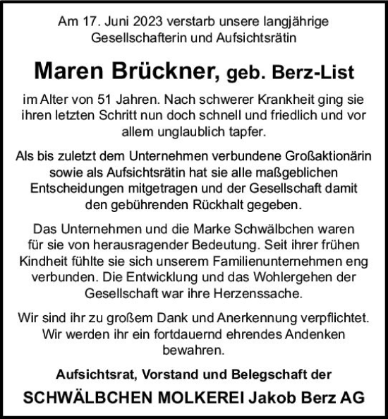 Traueranzeige von Maren Brückner von Wiesbadener Kurier