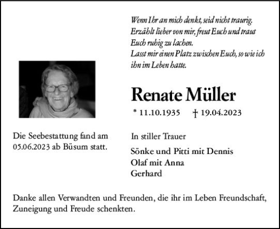 Traueranzeige von Renate Müller von Starkenburger Echo