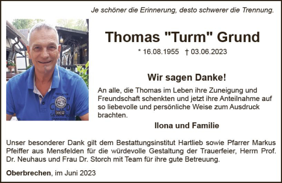 Traueranzeige von Thomas Grund von Camberger Anzeiger