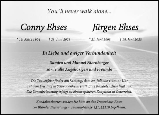 Traueranzeige von Conny Ehses von Allgemeine Zeitung Bingen/Ingelheim