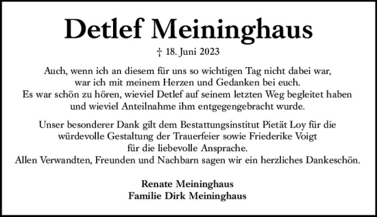 Traueranzeige von Detlef Meininghaus von Wiesbadener Kurier