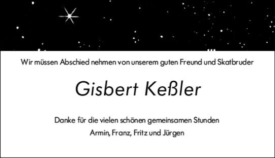 Traueranzeige von Gisbert Keßler von Wiesbadener Kurier