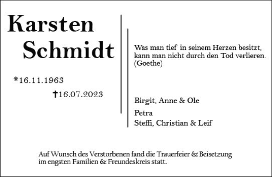 Traueranzeige von Karsten Schmidt von Groß-Gerauer Echo