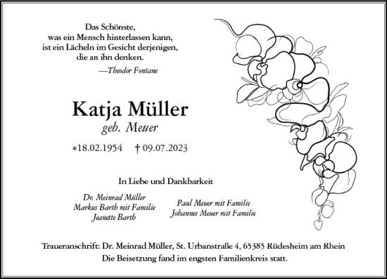 Traueranzeige von Katja Müller von Rheingau Kurier