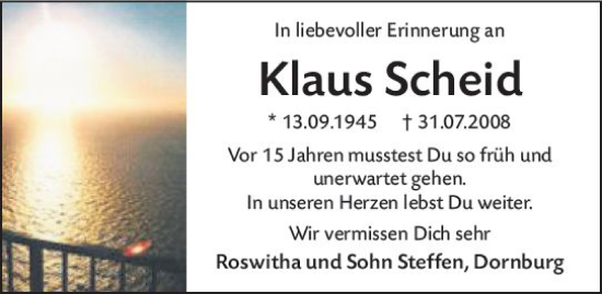 Traueranzeige von Klaus Scheid von Nassauische Neue Presse