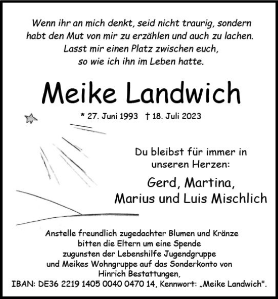 Traueranzeige von Meike Landwich von Rüsselsheimer Echo