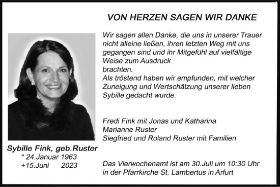 Traueranzeige von Sybille Fink von Nassauische Neue Presse