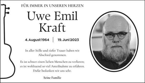 Traueranzeige von Uwe Emil Kraft von VRM Trauer