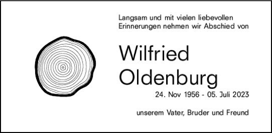 Traueranzeige von Wilfried Oldenburg von Wiesbadener Kurier
